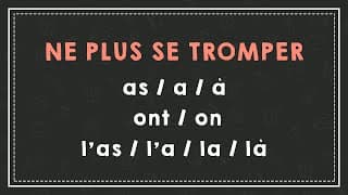 miniature de le video LES HOMOPHONES DU VERBE AVOIR : a/à, ont/on, l'as/l'a/la/là.